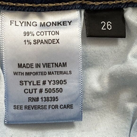 Flying Monkey Jean Shorts Frayed Hem Distressed Boho Womens Size‎ 26 Blue Denim - Picture 11 of 12